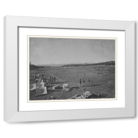 Survey camp near Fort Wingate-New Mexico 1873 White Modern Wood Framed Art Print with Double Matting by OSullivan, Timothy H