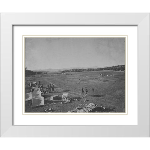 Survey camp near Fort Wingate-New Mexico 1873 White Modern Wood Framed Art Print with Double Matting by OSullivan, Timothy H