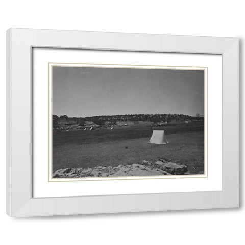 Survey camp near Fort Wingate-New Mexico 1874 White Modern Wood Framed Art Print with Double Matting by OSullivan, Timothy H