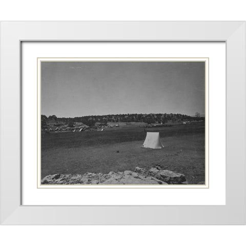 Survey camp near Fort Wingate-New Mexico 1874 White Modern Wood Framed Art Print with Double Matting by OSullivan, Timothy H