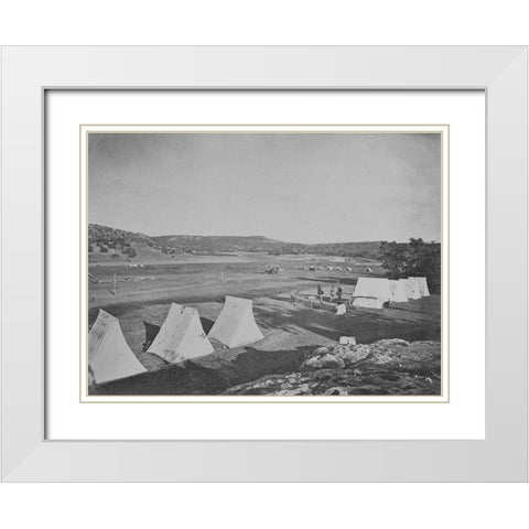 Survey camp near Fort Wingate-New Mexico 1875 White Modern Wood Framed Art Print with Double Matting by OSullivan, Timothy H