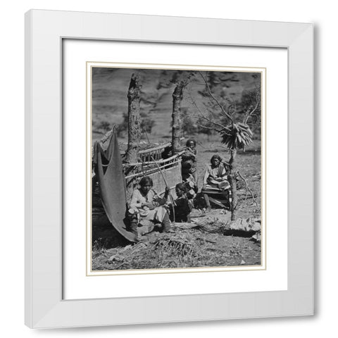 Aboriginal life among the Navajoe Indians. Near old Fort Defiance-New Mexico White Modern Wood Framed Art Print with Double Matting by OSullivan, Timothy H