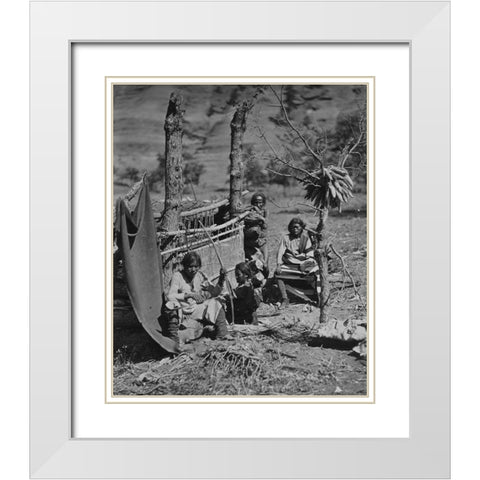 Aboriginal life among the Navajoe Indians. Near old Fort Defiance-New Mexico White Modern Wood Framed Art Print with Double Matting by OSullivan, Timothy H