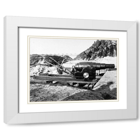 8 inch Armstrong Gun at Fort Fisher-North Carolina White Modern Wood Framed Art Print with Double Matting by OSullivan, Timothy H