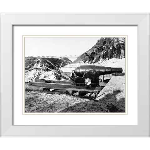 8 inch Armstrong Gun at Fort Fisher-North Carolina White Modern Wood Framed Art Print with Double Matting by OSullivan, Timothy H