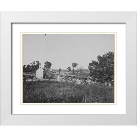 Bridge across the Rappahannock-north view White Modern Wood Framed Art Print with Double Matting by OSullivan, Timothy H