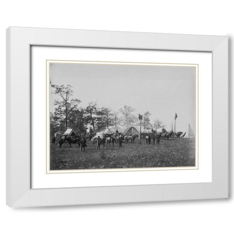 U.S. Military telegraph construction corps White Modern Wood Framed Art Print with Double Matting by OSullivan, Timothy H