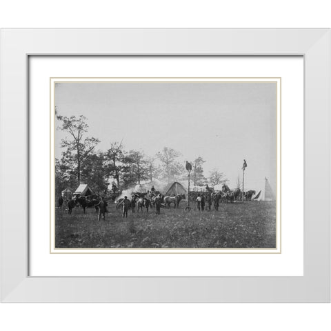 U.S. Military telegraph construction corps White Modern Wood Framed Art Print with Double Matting by OSullivan, Timothy H