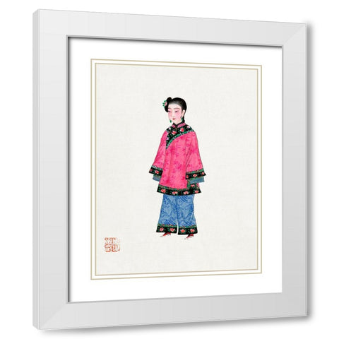 Chinese woman in coat White Modern Wood Framed Art Print with Double Matting by Vintage Chinese Clothing