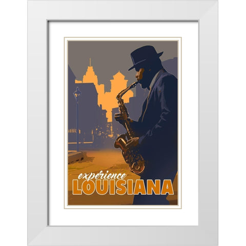 Louisiana White Modern Wood Framed Art Print with Double Matting by East Coast Licensing