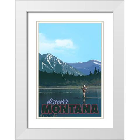 Montana White Modern Wood Framed Art Print with Double Matting by East Coast Licensing
