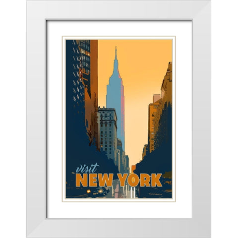 New York White Modern Wood Framed Art Print with Double Matting by East Coast Licensing