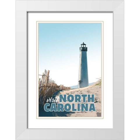 North Carolina White Modern Wood Framed Art Print with Double Matting by East Coast Licensing