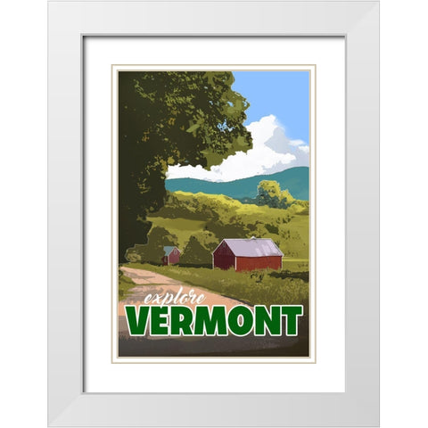 Vermont White Modern Wood Framed Art Print with Double Matting by East Coast Licensing