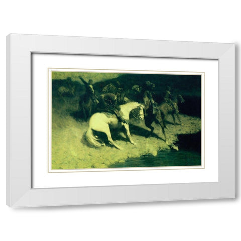 Fired On White Modern Wood Framed Art Print with Double Matting by Remington, Frederic