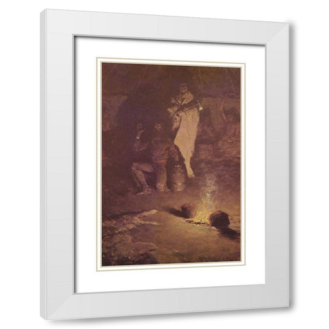 The Guard of the Whiskey Trader White Modern Wood Framed Art Print with Double Matting by Remington, Frederic