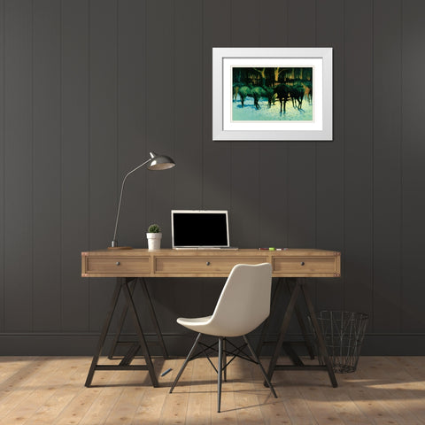 The Winter Campaign White Modern Wood Framed Art Print with Double Matting by Remington, Frederic