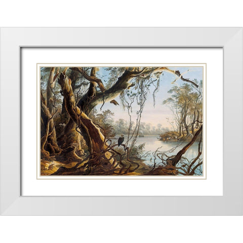 Mouth of Fox River Indiana White Modern Wood Framed Art Print with Double Matting by Bodmer, Karl