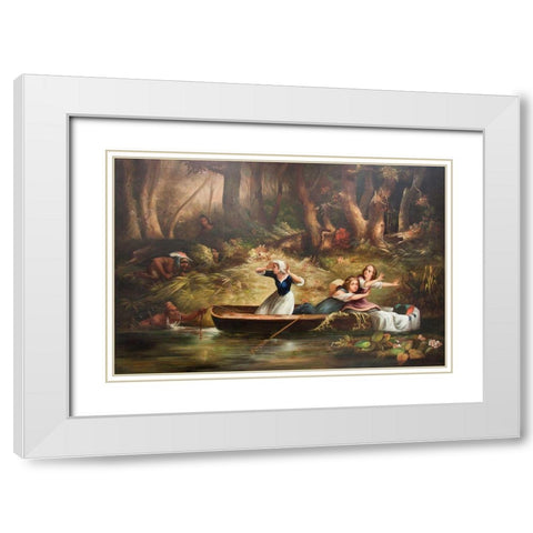 Capture of the Calloway Girls and Jemima Boone White Modern Wood Framed Art Print with Double Matting by Bodmer, Karl