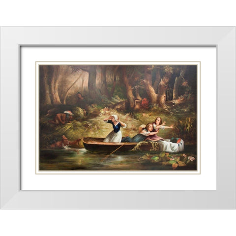 Capture of the Calloway Girls and Jemima Boone White Modern Wood Framed Art Print with Double Matting by Bodmer, Karl