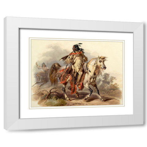 Blackfoot Indian White Modern Wood Framed Art Print with Double Matting by Bodmer, Karl