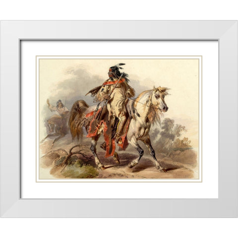 Blackfoot Indian White Modern Wood Framed Art Print with Double Matting by Bodmer, Karl