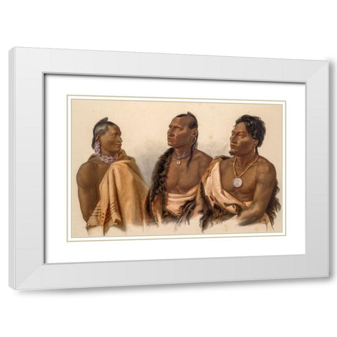 Missouria Indian-Otoe Indian and Puncas Chief White Modern Wood Framed Art Print with Double Matting by Bodmer, Karl