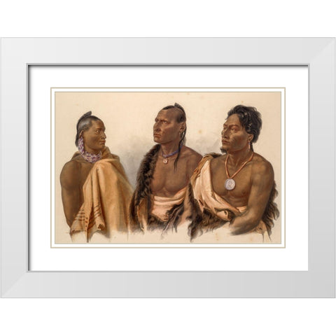 Missouria Indian-Otoe Indian and Puncas Chief White Modern Wood Framed Art Print with Double Matting by Bodmer, Karl