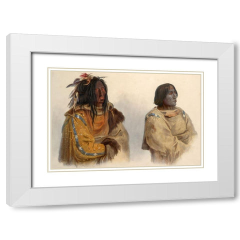 Blackfoot chief and Peikann chief White Modern Wood Framed Art Print with Double Matting by Bodmer, Karl
