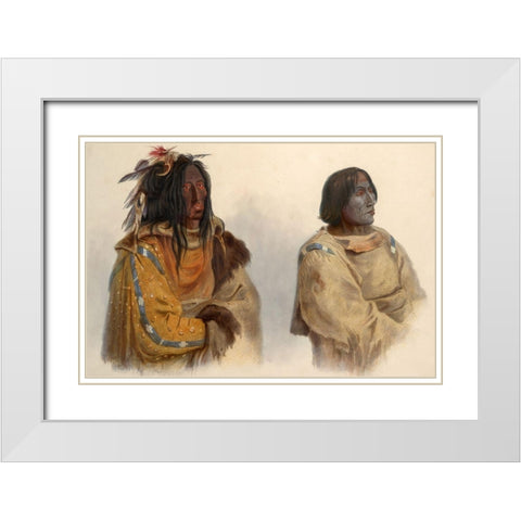 Blackfoot chief and Peikann chief White Modern Wood Framed Art Print with Double Matting by Bodmer, Karl
