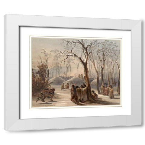 Winter village of the Minatarres Indians White Modern Wood Framed Art Print with Double Matting by Bodmer, Karl