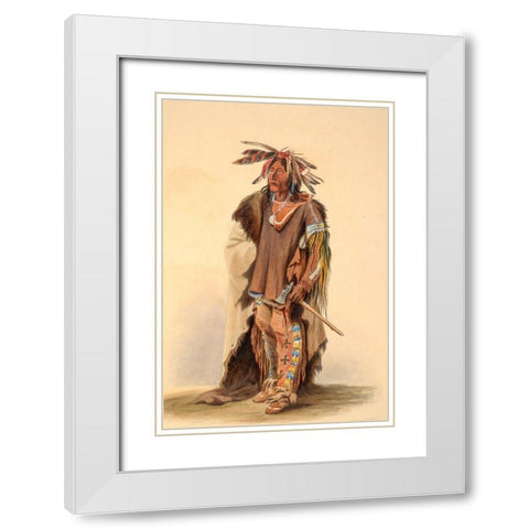 A Sioux warrior White Modern Wood Framed Art Print with Double Matting by Bodmer, Karl