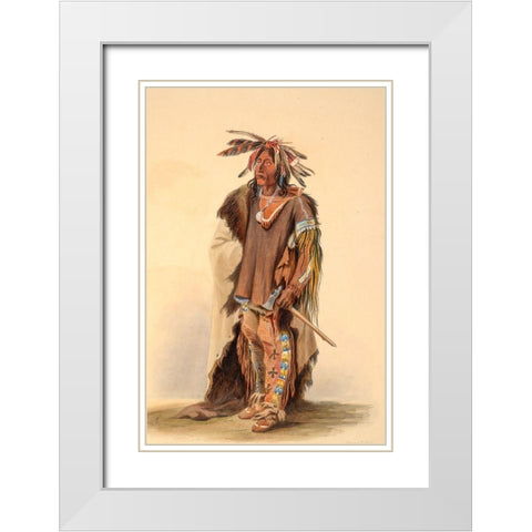 A Sioux warrior White Modern Wood Framed Art Print with Double Matting by Bodmer, Karl