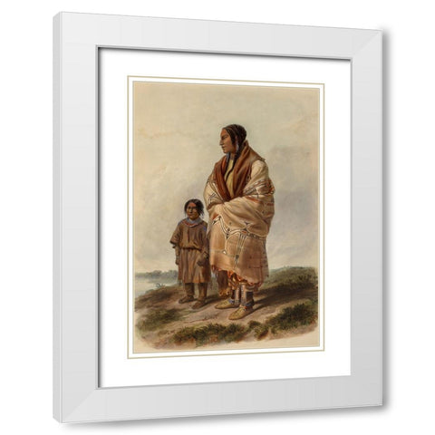 Dacota woman and Assiniboin girl White Modern Wood Framed Art Print with Double Matting by Bodmer, Karl