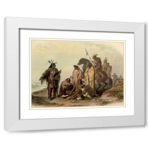 Crow indians White Modern Wood Framed Art Print with Double Matting by Bodmer, Karl