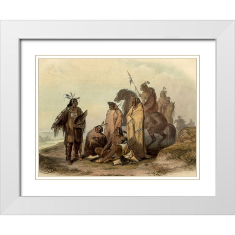 Crow indians White Modern Wood Framed Art Print with Double Matting by Bodmer, Karl