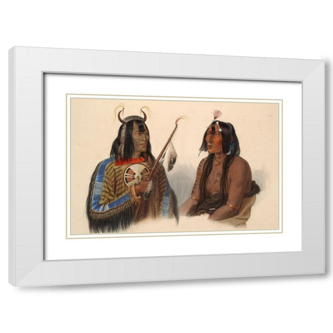 An Assiniboin indian and a Yanktonan indian White Modern Wood Framed Art Print with Double Matting by Bodmer, Karl
