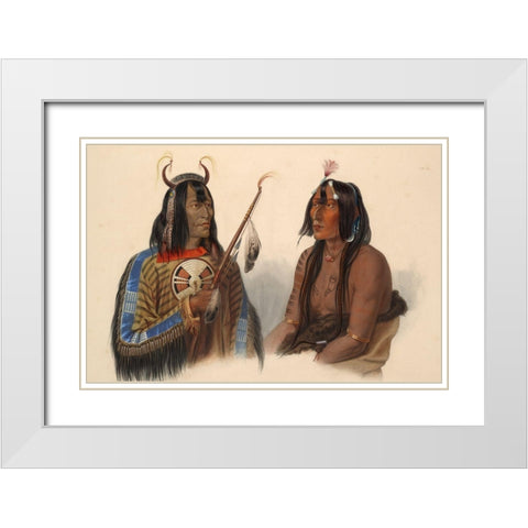 An Assiniboin indian and a Yanktonan indian White Modern Wood Framed Art Print with Double Matting by Bodmer, Karl