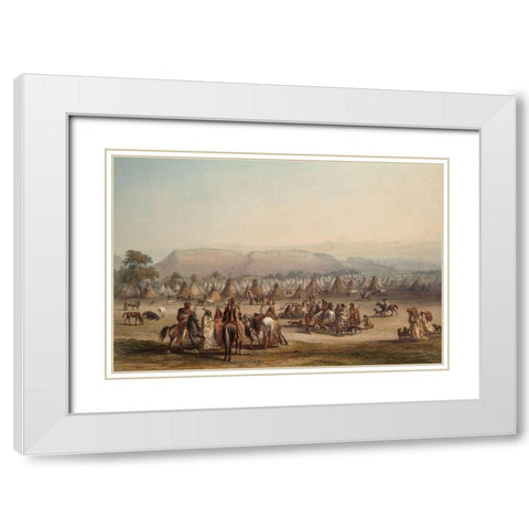 Camp of the Piekann Indians White Modern Wood Framed Art Print with Double Matting by Bodmer, Karl