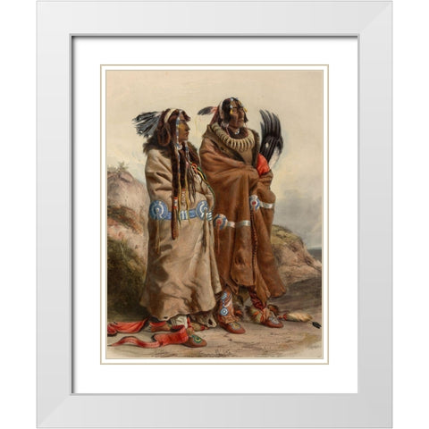 Mandan indians White Modern Wood Framed Art Print with Double Matting by Bodmer, Karl