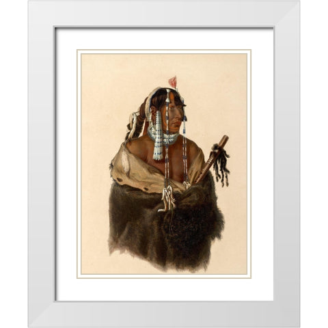 Mandeh-Pahchu A young Mandan indian White Modern Wood Framed Art Print with Double Matting by Bodmer, Karl