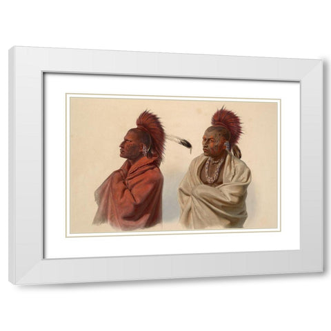 Saki indian and Musquake indian White Modern Wood Framed Art Print with Double Matting by Bodmer, Karl