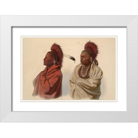 Saki indian and Musquake indian White Modern Wood Framed Art Print with Double Matting by Bodmer, Karl