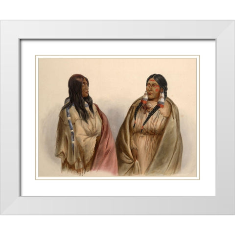 Woman of the Snake tribe and woman of the Cree tribe White Modern Wood Framed Art Print with Double Matting by Bodmer, Karl