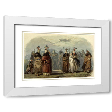 Dance of the Mandan women White Modern Wood Framed Art Print with Double Matting by Bodmer, Karl