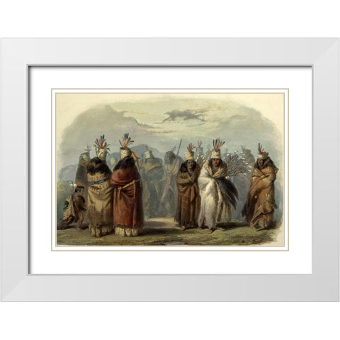 Dance of the Mandan women White Modern Wood Framed Art Print with Double Matting by Bodmer, Karl