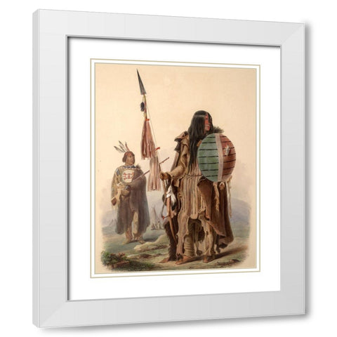 Assiniboin indians White Modern Wood Framed Art Print with Double Matting by Bodmer, Karl