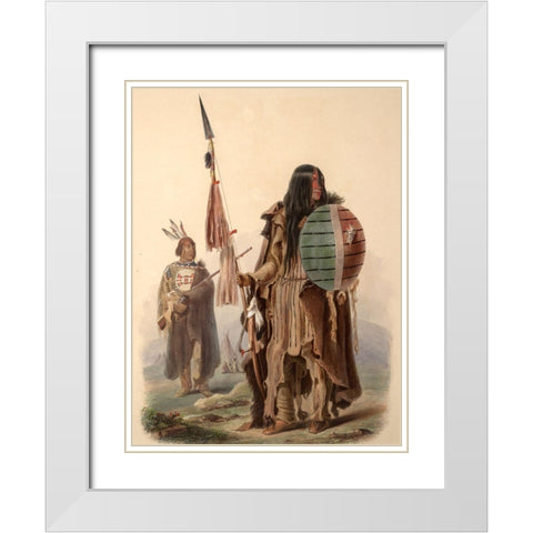 Assiniboin indians White Modern Wood Framed Art Print with Double Matting by Bodmer, Karl