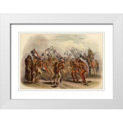 Dance of the Mandan Indians White Modern Wood Framed Art Print with Double Matting by Bodmer, Karl