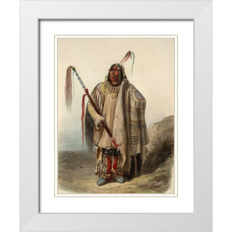 A Minatarre or Big-bellied indian White Modern Wood Framed Art Print with Double Matting by Bodmer, Karl